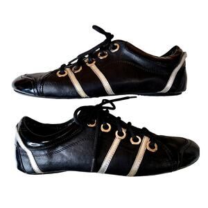 KENNEL SCHMENGER Germany Woman size 9 MEN size 7 Black Leather Silver  shoe #445